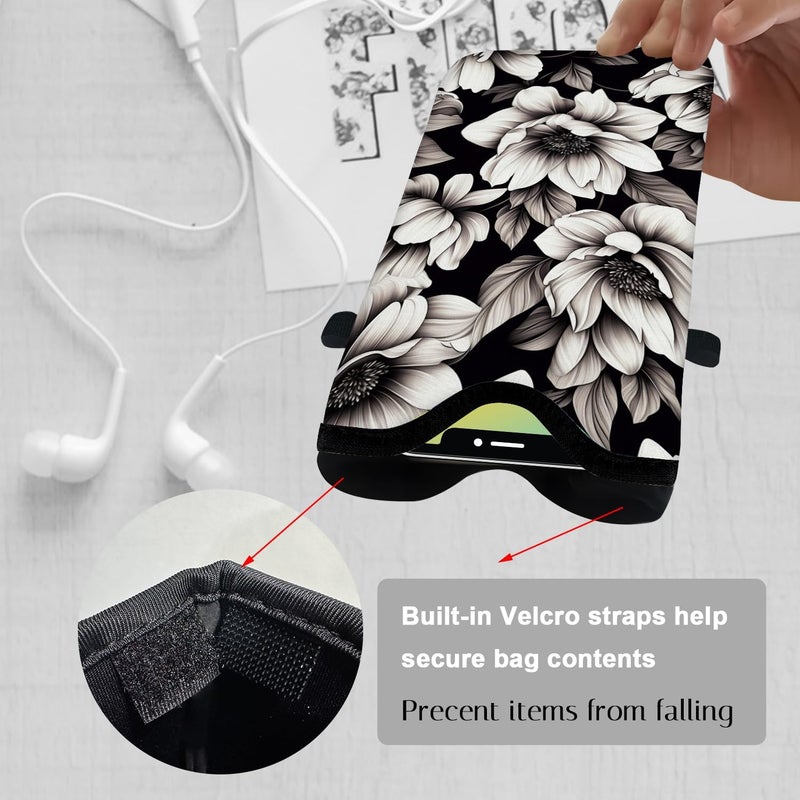 otilil Neoprene Cell Phone Sleeve Pouch Case Bag with Crossbody Strap Neck Lanyard for Women 7.1 X 3.9 in Flower - Image 3